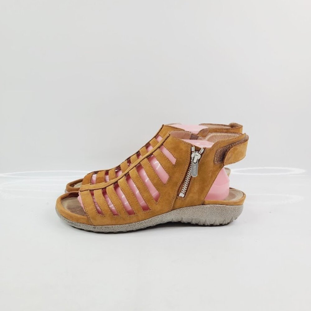 Naot Tan Strappy Leather Zip Gladiator Sandal - Picture 2 of 8